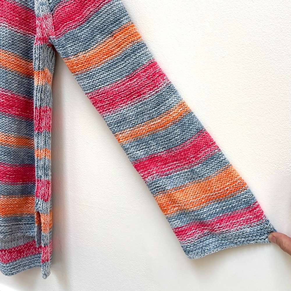 J. Jill Striped Tunic Sweater Linen Cotton Knit Beachy Casual Blue Size Large - Picture 11 of 15